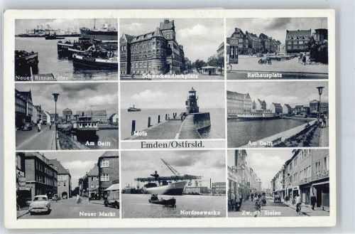 Emden Neuer Binnenhafen, Schweckendieckplatz, Rathausplatz, Am Delft, Mole, Leuchturm, Neuer Markt, Nordseewerke