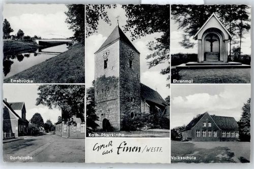 Einen Dorfstraße, Pfarrkirche, Ehrenmal, Volksschule