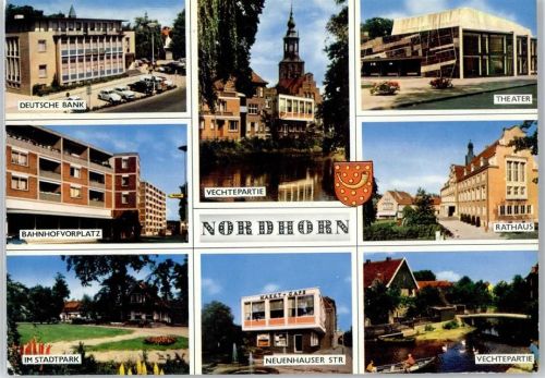 Nordhorn Deutsche Bank, bahnhofvorplatz, Theater, Rathaus, Stadtpark