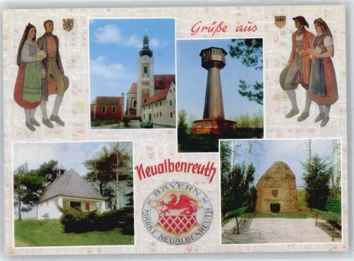 Neualbenreuth Kirche, TUrmpartie, Trachten, Denkmal