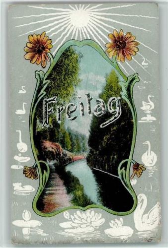 Art jugendstil - Freitag , Seerosen 1900 AK