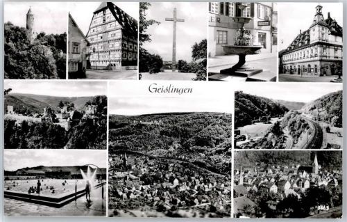 Geislingen Gesamtansicht, Kreuz, Burg, Freibad