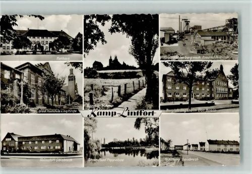 Kamp-Lintfort Rathaus Städt. Realschule und Evangel. Kirche Heimstatt Geisbruch Kloster Kamp Strandbad Pappelsee Steinkohlenbergwerk Friedrich Heinrich Berglehrlingsheim Don Bosco Siedlung Geisbruch