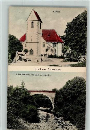 Brombach Kirche Eisenbahnbrücke Albpartie