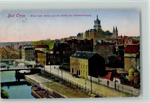 Kleve Blick vom Hafen auf die Stadt mit Schwanenburg