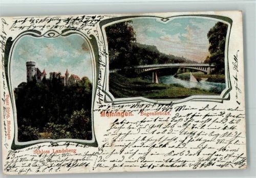 Meiningen 1905 Bogenbrücke Schloß Landsberg