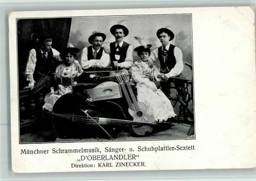 München Münchner Schrammelmusik Sänger und Schuhplattler-Sextett D'Oberlandler Gitarre Cello Geige Zither