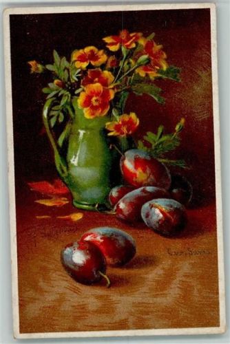 Delila Nr. 693 - Blumenvase mit Früchte - sign E. von Swers
