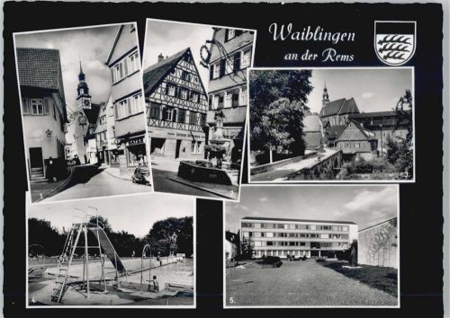 Waiblingen Nikolauskirche Marktbrunnen Justizia Stadtmauer Freibad Rathaus Mahnmal