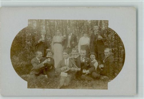 Privatfoto - Wandervögel mit Gitarre, Bier trinken ca 1918 AK