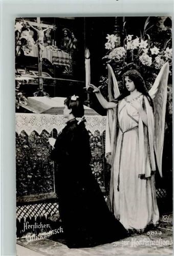 Serie 3213-3 Mädchen mit Schutzengel am Altar 1907 Foto AK