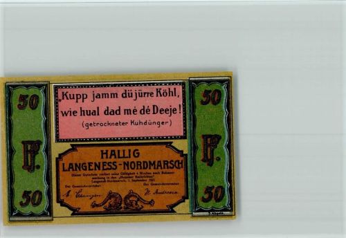 Langeneß Notgeldschein Diddenfabrikation