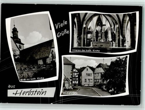 Herbstein Blick zur Kath. Kirche Innenaufnahme Kirchenplatz 3-Bildaufnahme