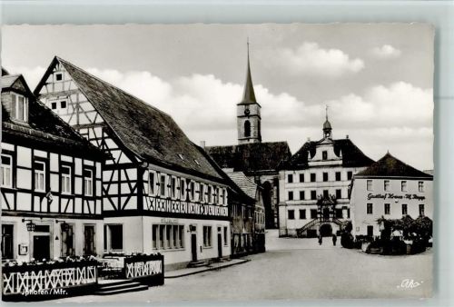 Iphofen Ortsansicht Gasthof Krone Fachwerkhäuser