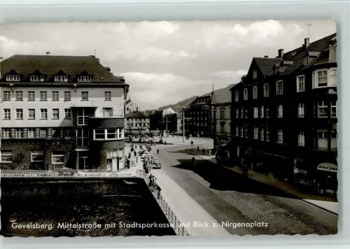 Gevelsberg Mittelstraße mit Stadtsparkasse und Blick zum Nirgenaplatz