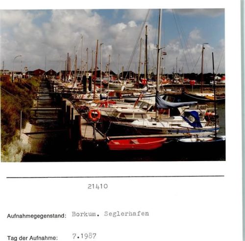 Borkum Seglerhafen Foto montiert auf Karton