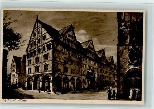 Köln Stadt Das neue Stadthaus Ölgemälde sign. Paul Geißler No. 504