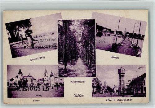 Siofok Balaton, Aussichtsturm, Hafen, Föter, AK Mehrfach Bilder
