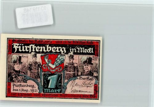 Fürstenberg Notgeld 1 Mark Schützenzunft