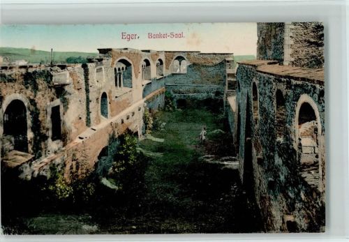 Cheb 1926 Banket Saal - Ruinen einer Burg AK