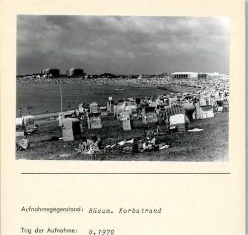 Büsum Korbstrand Foto montiert auf Karton
