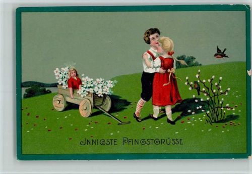 1916 Verlag EAS - Kinderpoesie und Puppe im Bollerwagen AK
