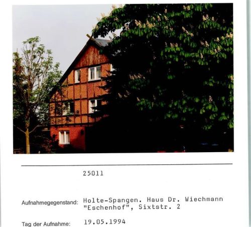 Holte-Spangen Haus Dr. Wiechmann Eschenhof Foto montiert auf Karton