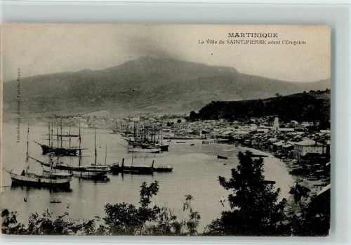 Saint-Pierre Stadtansicht während des Vulkanausbruchs