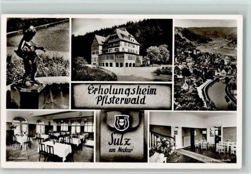 Sulz Erholungsheim Pfisterwald Innenaufnahmen Empfangshalle Speisesaal Ortsansict Brunnen Mehrfachaufnahme