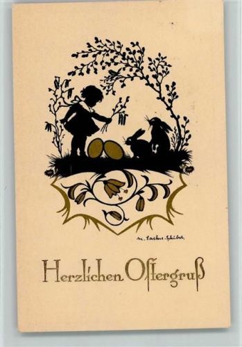 Ostereier und Hasen AK Sachse-Schubert, M.