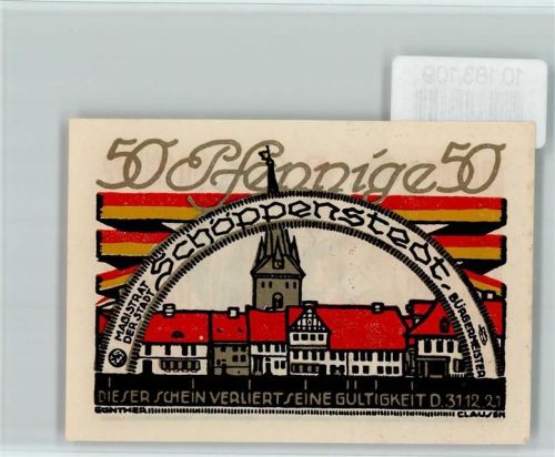 Schöppenstedt Notgeld Inschrift am alten Spritzenhaus