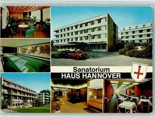 W3280 Bad Pyrmont Sanatorium Haus Hannover 6-Fach Aufnahme Innenaufnahmen Pool Speisesaal Empfang Sanatorium