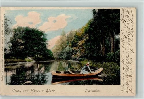 Moers 1901 Stadtgraben Ruderboot