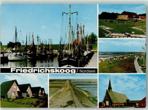 Friedrichskoog Hafen Fischerboote Minigolf Promenade Kirche