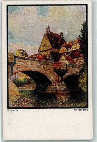 Nr. 98 Gemälde von Prwntzel - Am Neckar AK