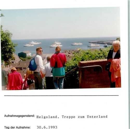Helgoland Treppen zum Unterland Foto montiert auf Karton