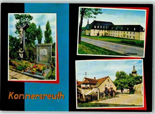 Konnersreuth Rückseite mit Abschürfungen bzw Kleberesten Theresianum Haus Theres Neumann Grab
