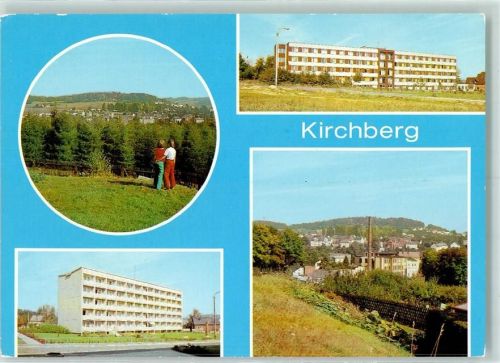Kirchberg Rückseite mit Abschürfungen bzw Kleberesten Krankenhaus Neubauten