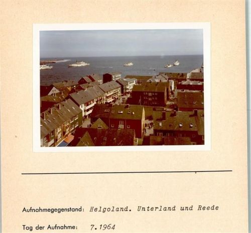 Helgoland Unterland und Reede Foto montiert auf Karton