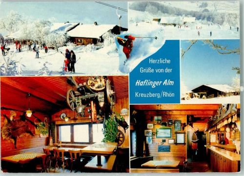 Kreuzberg Haflinger Alm Winter Skifahrer Rückseite mit Abschürfungen bzw Kleberesten