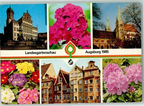 Augsburg 1985 Landesgartenschau Blumen im Stadtbereich Rathaus Dom Altstadt
