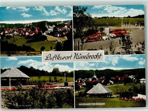Nümbrecht Berliner Platz Im Kurpark Nümbrecht mit Kurpark Rückseite mit Abschürfungen bzw Kleberesten