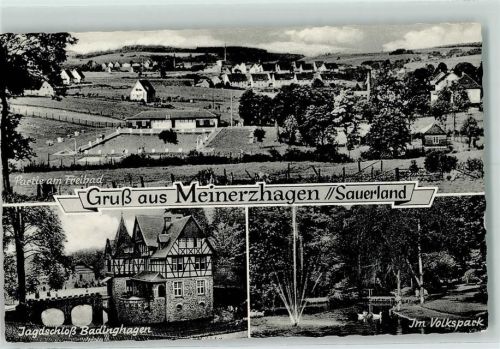 Meinerzhagen Partie am Freibad Jagdschloß Badinghagen Im Volkspark Rückseite mit Abschürfungen bzw Kleberesten