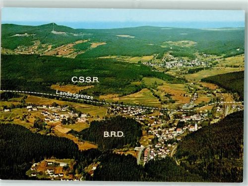 Bayerisch Eisenstein Fliegeraufnahme Blick auf Böhm. und Bayer. Eisenstein mit Bayer--Tschech. Grenze