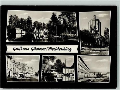 Güstrow An der Fähre Wasserturm Am Marktplatz Fährhaus Polytechnische Oberschule