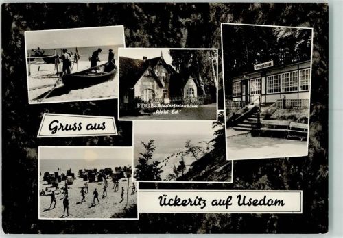 17459 O2235 Ückeritz , Usedom - Rückseite mit Abschürfungen bzw Kleberesten FDG Kinderferienheim Wald Eck