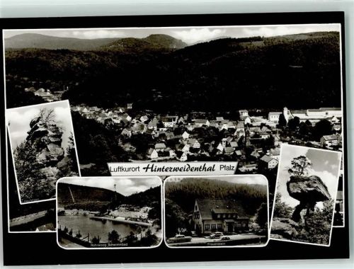 Hinterweidenthal Rückseite mit Abschürfungen bzw Kleberesten Teufelstisch Heufelsen Schwimmbad
