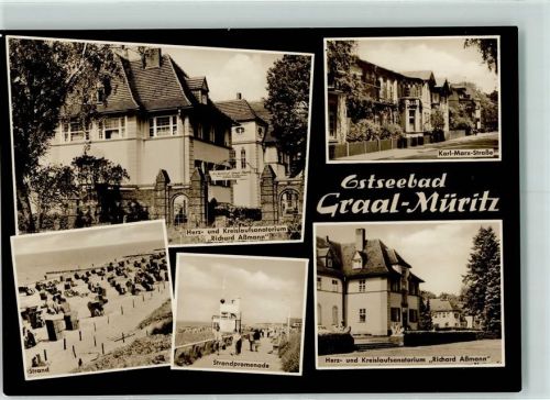 Graal-Müritz Herz- und Kreislaufsanatorium Richard Aßmann Karl-Marx-Straße Strand Strandpromenade Rückseite mit Abschürfungen bzw Kleberesten