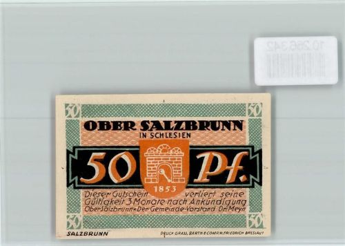 Bad Salzbrunn Notgeld Mädchen kniend Lichtung Stadtwappen