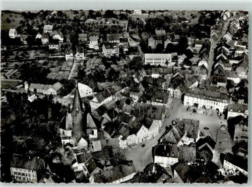 Ottweiler Rückseite mit Abschürfungen und Kleberesten Fliegeraufnahme Stadtmitte